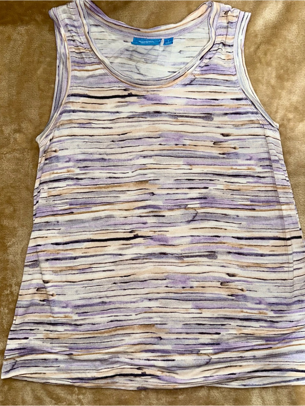Simply Vera Vera Wang Lavender and Cream Striped Watercolor Tank